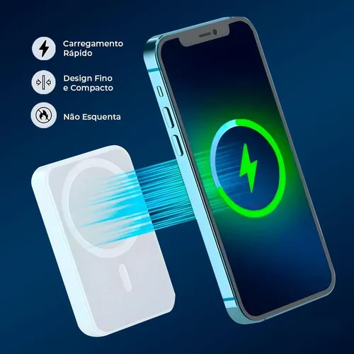 Power Bank It-Blue 5000mAh com Magsafe MAX-0555 – Carregador Portátil Sem Fio Branco