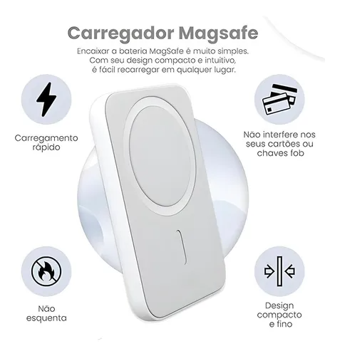 Power Bank It-Blue 5000mAh com Magsafe MAX-0555 – Carregador Portátil Sem Fio Branco