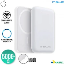 Power Bank It-Blue 5000mAh com Magsafe MAX-0555 – Carregador Portátil Sem Fio Branco