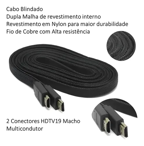 Cabo HDMI Tomate MHD-4002 3 Metros 4K – Alta Velocidade Preto