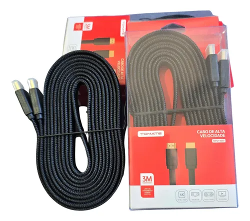 Cabo HDMI Tomate MHD-4002 3 Metros 4K – Alta Velocidade Preto