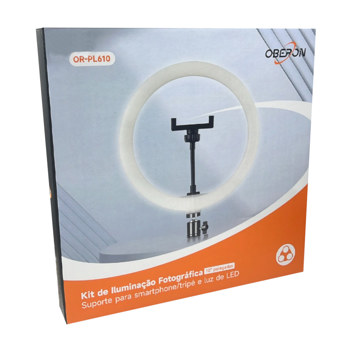 Ring Light 10" Oberon OR-PL610 – Luz LED 3 Cores com Suporte para Celular