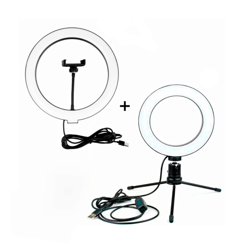 Ring Light 10" Oberon OR-PL610 – Luz LED 3 Cores com Suporte para Celular