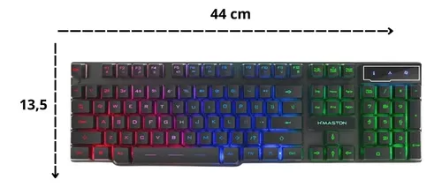 Teclado Gamer H’maston AK-600 Semi-Mecânico com LED RGB ABNT2 Preto