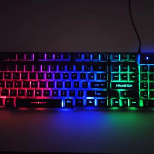 Teclado Gamer H’maston AK-600 Semi-Mecânico com LED RGB ABNT2 Preto