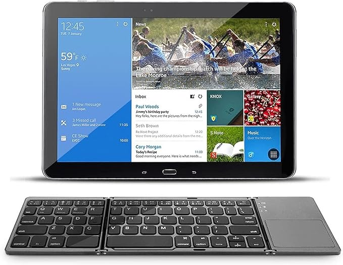 Teclado Sem Fio Dobrável Homesen BT 3.0 com Touchpad – Portátil, Ultra Fino e Compatível com Windows, Android e iOS