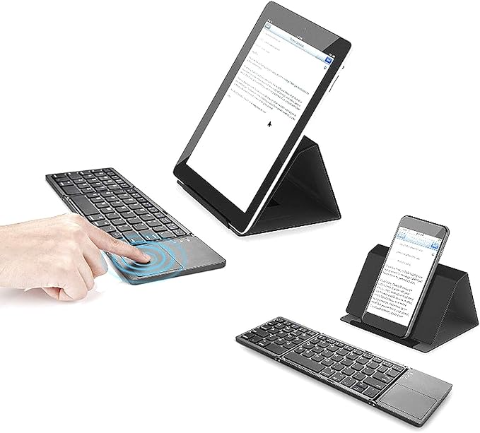 Teclado Sem Fio Dobrável Homesen BT 3.0 com Touchpad – Portátil, Ultra Fino e Compatível com Windows, Android e iOS
