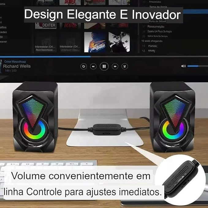 Caixa de Som Knup KP-RO800 6W para PC e Notebook com Áudio Estéreo e Conexão USB