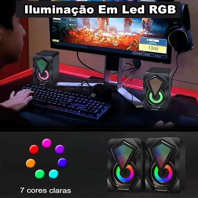 Caixa de Som Knup KP-RO800 6W para PC e Notebook com Áudio Estéreo e Conexão USB