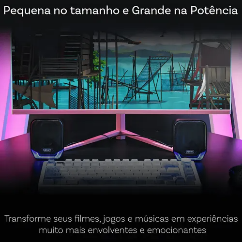 Caixa de Som Knup KP-RO823 USB 12W RMS com Controle de Volume e LED – Preto e Azul