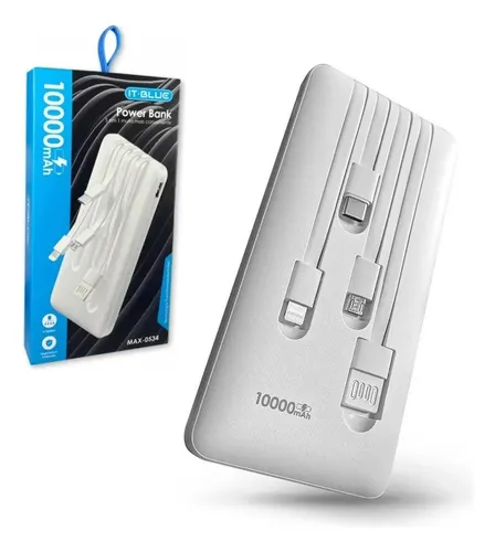 Power Bank It-Blue MAX-0537 – Carregador Portátil com Cabos Embutidos