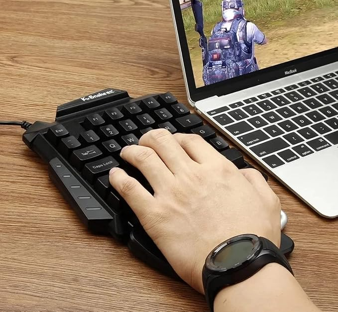 Teclado Gamer Single Hand Knup – 35 Teclas LED, Anti-Ghosting e Descanso de Punho