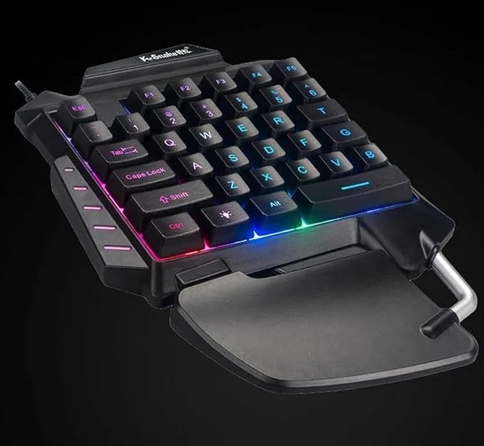 Teclado Gamer Single Hand Knup – 35 Teclas LED, Anti-Ghosting e Descanso de Punho