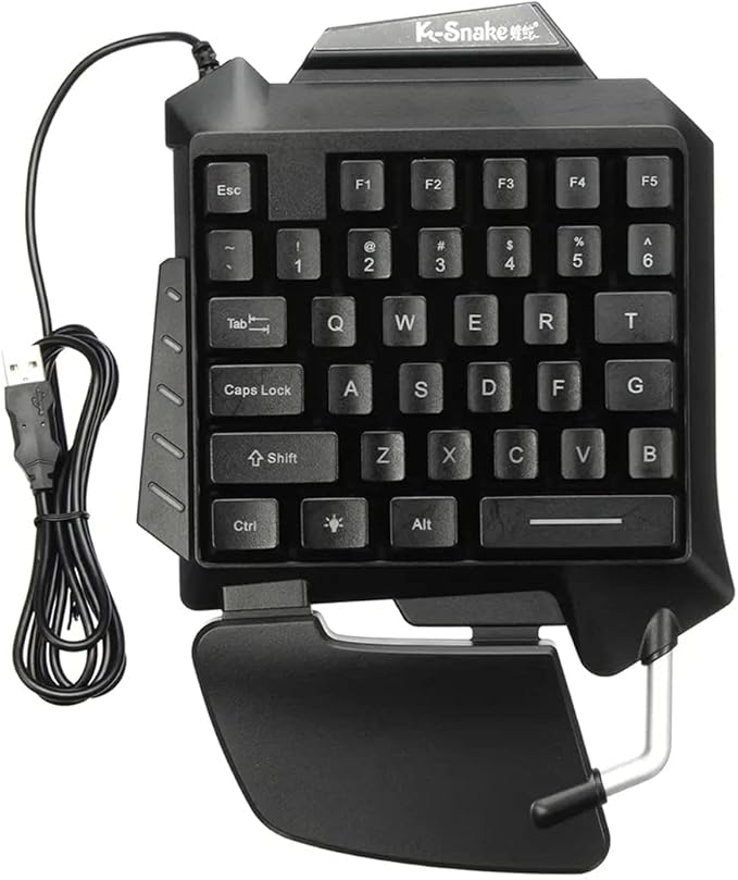 Teclado Gamer Single Hand Knup – 35 Teclas LED, Anti-Ghosting e Descanso de Punho