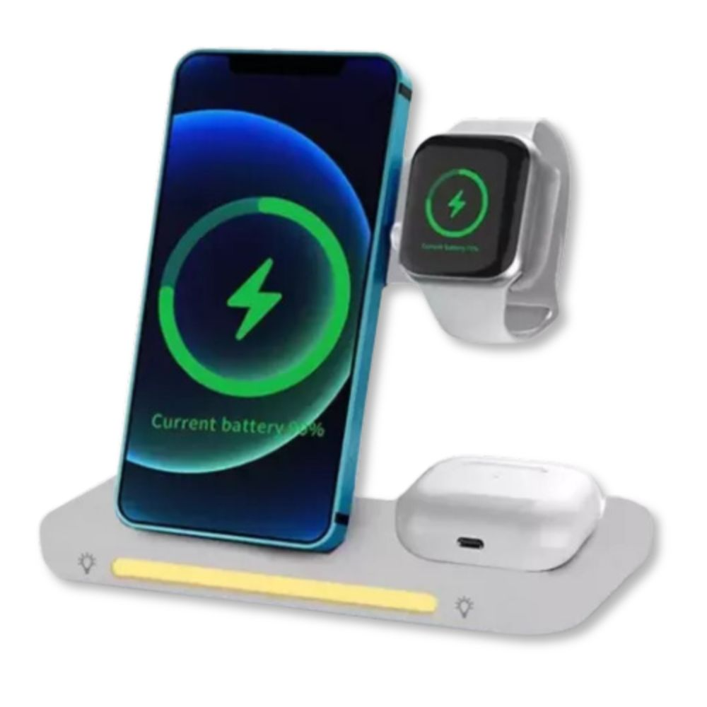 Carregador Sem Fio 3 em 1 Kaidi KNC9097 Dobrável para iPhone, Apple Watch e AirPods